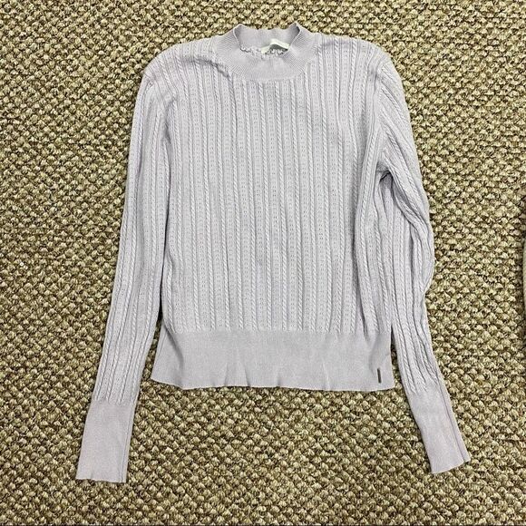 Set of 2 Promesa Borderline Striped Rib-Knit Cropped Sweater & Q2 Lavender Knit - Picture 9 of 12